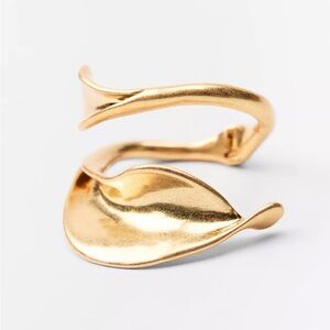 Zara Gold Sculptural Leaf Cuff Bracelet